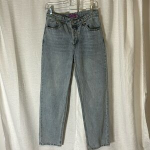 Edikted Crisscross Waist Denim Jeans